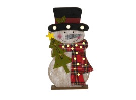 MUÑECO DE NIEVE DE MADERA PARA APOYAR CON LED