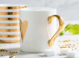 Taza corazón Gold